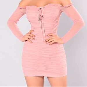 Fashion Nova Ruched Mesh Dress